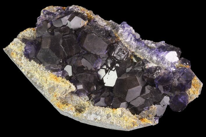 Deep Purple Fluorite Crystals with Quartz - China #94938